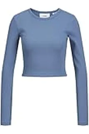 JJXX Jxfeline Str LS Rib tee Jrs Noos Camiseta de Manga Larga, Color Azul, S Mujeres