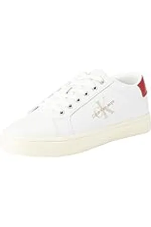 Calvin Klein Jeans Sneaker con Suela Cupsolepara Hombre con LogoTipo, Blanco (Bright White/Creamy White/Garnet), 45