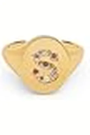 SINGULARU Anillo Personalizado Signet Letter Colors. Ajustable. Latón con Acabado Baño de de 18 Kt. Talla Unica. Joyas para Mujer. Letra S