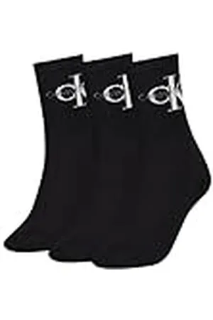 Calvin Klein Crew Sock, Negro ( /White), Talla única (Pack de 3) para Mujer