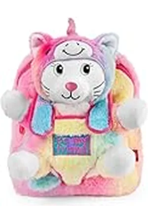 PERLETTI Niña con Unicornio Kawaii Peluche - Infantil Niñas Guardería Multicolor Peluche Extraíble - Mochilita Regalo Niña 3 4 5 6 Años Suave Correas Ajustables - 27x21x9cm