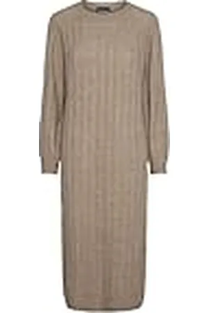 Pieces® Pcmaggy LS Knit Dress Noos BC Vestido de Punto, Gris Pardo, M Mujeres
