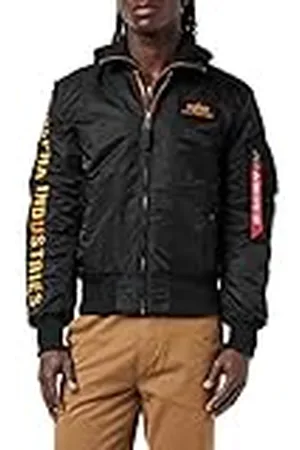 Alpha Industries MA-1 D-Tec SE Chaqueta, Negro (Black/Orange-241), L para Hombre