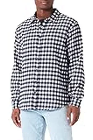 Koton Plaid-Camiseta de Manga Larga con Cuello clásico, , L para Hombre