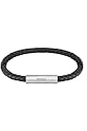 HUGO BOSS Jewelry Pulsera para Hombre Colección BRAIDED LEATHER con Cuero Negro y Cierre de Acero Inoxidable - 1580152