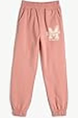 Koton Basic Jogger Sweatpants Printed Detail Elastic Waist Pocket Brushed Interior, Pantalones de chándal niñas,
