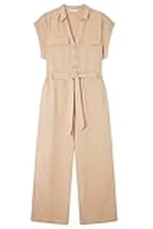 Springfield SPRINGFILED Mono Camisero Lino, Pantalones Mujer, brown, 34