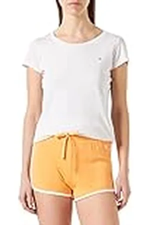 Champion Legacy American Classics Soft Cotton 1x1 Rib Small C-Logo Pantalones Cortos, Naranja, S para Mujer