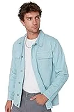Trendyol Chaqueta Regular Lisa con Cuello de Camisa Abrigo, , L para Hombre