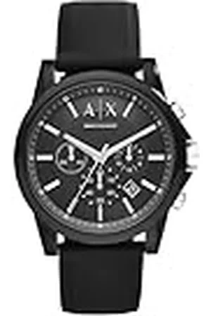 Armani Exchange Reloj Hombre, Movimiento cronógrafo, caja 44mm Acero Inoxidable con correa Silicona, AX1326