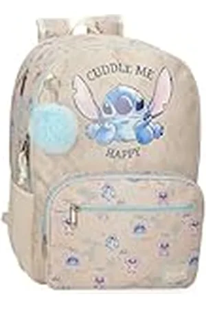 Disney Joumma Stitch Cuddle Me happy Mochila Escolar Beige 32x44x17 cms Poliéster