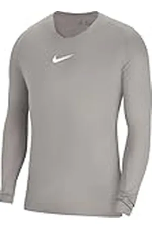 Nike Hombre Long Sleeved t-Shirt, Pewter Grey/White, M