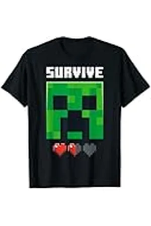 Minecraft Creeper Survive Big Face Hearts Poster Camiseta