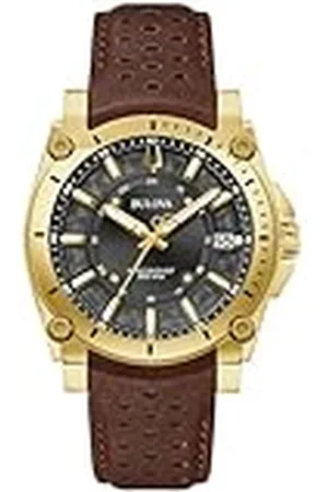 BULOVA Reloj Analógico para Hombres de Cuarzo con Correa en Cuero 97B216