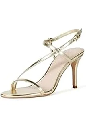 THE DROP Mujer Arco Sandalia de Tacón con Tiras, Oro, 37.5 EU