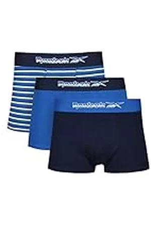 Reebok Calzoncillos Tipo Bóxer Súper Suaves para Hombre, Tela de Algodón En Rayas Azul Marino Y Blanco, , S