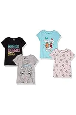 Amazon Disney | Marvel | Star Wars | Frozen | Princess Camisetas de Manga Corta Niña, Pack de 4, , 8 años