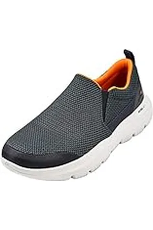 Skechers Tenis Go Walk 4 de caña Baja para Hombre, Gris/Naranja, 8 UK X-Wide