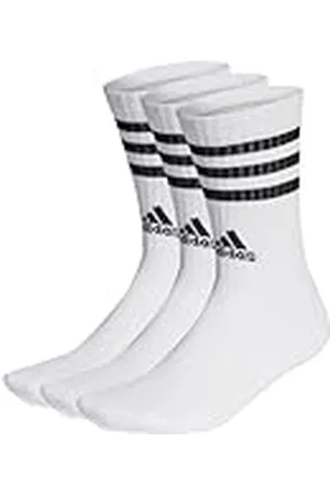 adidas Unisex Calcetines clásicos Cushioned 3 bandas, White/Black, 28-30