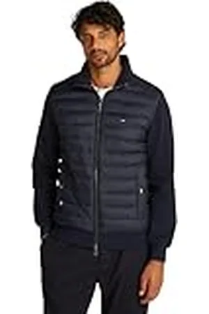 Tommy Hilfiger Sudadera con cremallera Hombre Mix Media con cuello alto, Azul (Desert Sky), 3XL
