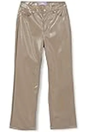 JJXX Jxkenya Hw Straight Pantalones de Piel Sintética, Pantalones Mujer, Brindle/Detalles: Brillante – Largo, M