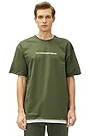 Koton Oversized T-Shirt Slogan Printed Crew Neck Cotton Camiseta, , L para Hombre