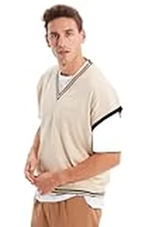 Trendyol Chaleco de Punto estándar con Cuello en V para Hombre Suéter, , S