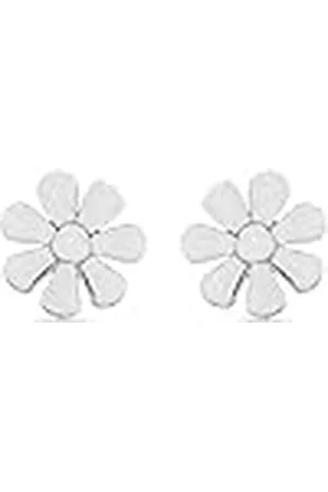 Luxenter Pendientes para Niña en Plata de Ley 925 Color Plateado Acabado en Rodio Largo 5,5 mm Modelo Flor