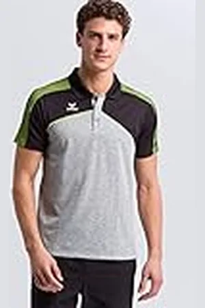 Erima Premium One 2.0 Polo, Hombre, Gris Jaspeado/Negro/Verde (Lime Pop), S