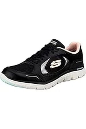 Skechers FLEX APPEAL 4.0 TRUE CLARITY, Zapatillas para Mujer, Black Leather/Pu/Mesh/Lt.pink Trim, 37 EU