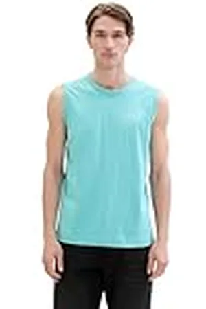 TOM TAILOR 1041815 Camiseta de Tirantes básica con Texto Impreso, 35272-Meadow Teal, XL Hombres