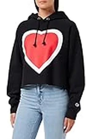 Champion Reverse Weave Cropped Cut-Off Sudadera con Capucha para Mujer, Negro, M