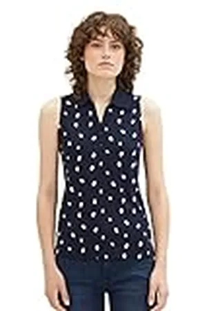 TOM TAILOR 1037379 Polo, 32674-Diseño de Lunares blanquecinos Azul Marino, S para Mujer
