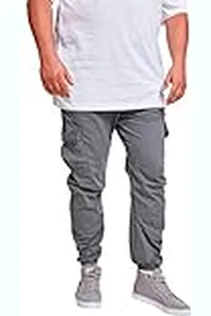 Urban classics Pantalón jogging Cargo con bolsillos de parche 2 laterales y 2 traseros, ajuste slim fit, color liso, cintura cordón, puños elásticos, color gris, talla 3XL