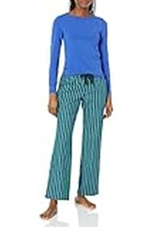 Amazon Conjunto de camiseta de punto de manga larga y pantalón de pijama de franela ligero - colores interrumpidos Mujer, , XL Grande