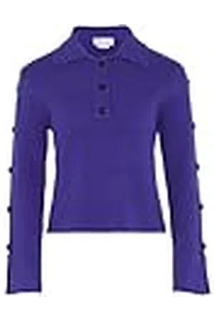 Blonda Jersey de Punto Mujer con Cuello de Polo y Mangas Elegantes Color Talla XL Suéter