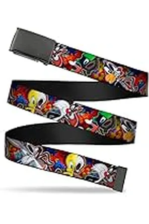Buckle Cinturón Web Looney Tunes, , 1.25" Wide-Fits up to 42" Pant Size para Hombre