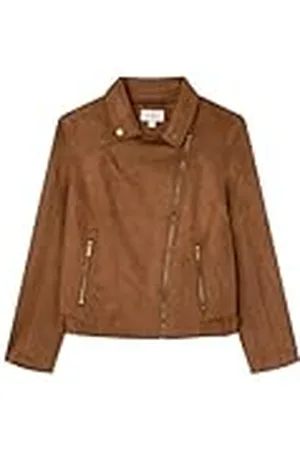 Springfield Chaqueta Motera de Ante sintético Frontal y Bolsillos con Cremallera, sin Forro Cazadora Antelina, , 42 para Mujer