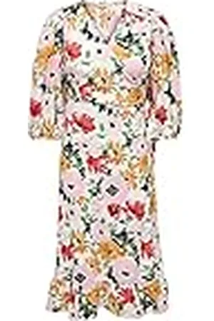 ONLY Onlolivia Wvn Noos Vestido Midi Cruzado 3/4, Cloud Dancer/Kamil Flower, M para Mujer