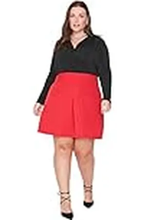 Trendyol Plisada Mujer, Falda Tejida de Talla Scooter, Rosso, 70 Grande