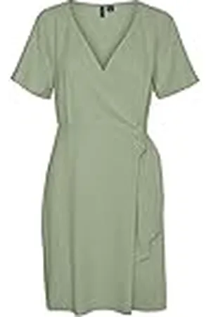 VERO MODA Vmmymilo SS Wide Wrap Knee Dress Wvn Ga Vestido, , S Mujeres
