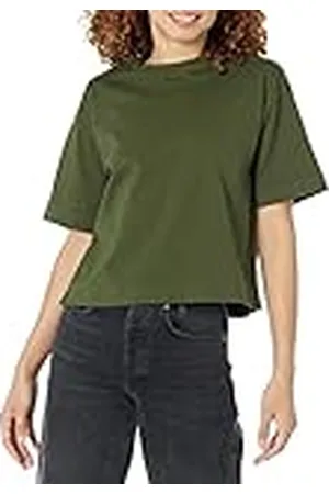 Amazon Camiseta Cuadrada Holgada con Hombro bajo y de Manga Corta de algodón orgánico (Disponible en Tallas Grandes) Mujer, , S