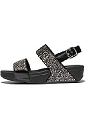 FitFlop Lulu Multi-Tonal Glitter Back-Strap Sandals, Sandalia Mujer, Black, 42 EU