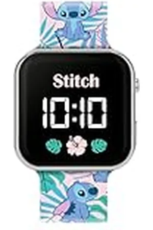 Disney Lilo & Stitch LAS4091 - Reloj LED de Cuarzo con Correa de Silicona para niños, Color Azul, , Moderno
