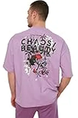 Trendyol Camiseta Hombre, Color , 100% algodón, Cuello Redondo, Manga Corta, Estampado, S
