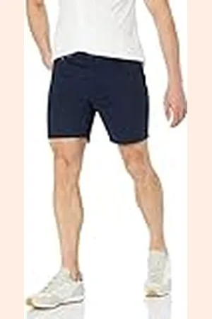 Amazon Pantalón Corto Ajustado en Tejido Elástico con 5 Bolsillos y Entrepierna de 18 cm Hombre, , 34W