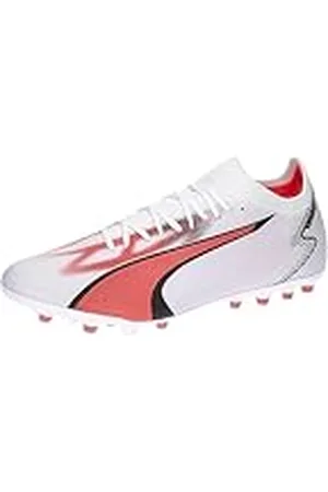 PUMA Ultra Match MG, Zapatillas de fútbol Hombre, White Black Fire Orchid, 44 EU