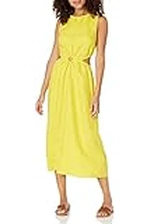 THE DROP Vestido para Mujer, Sade Midi Lino con Detalle Cut-Out, , M