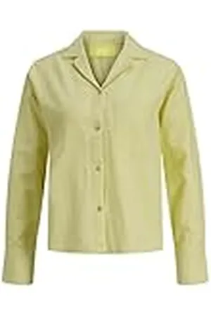 JJXX Jxeva LS Comfort Linen-Camiseta de Manga Corta Blusa, Elfin Amarillo, XS para Mujer