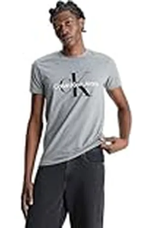Calvin Klein Jeans CORE MONOLOGO SLIM TEE J30J320935, Camisetas de Manga Corta para Hombre, Mid Grey Heather, XL